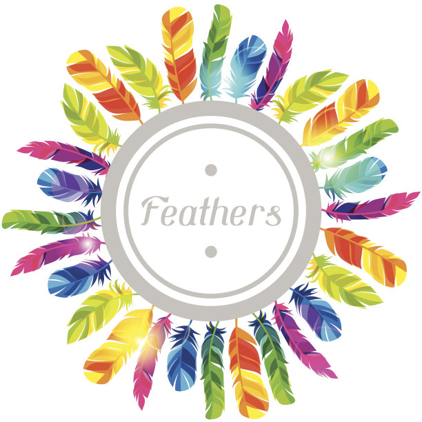 色彩丰富的背景与明亮抽象透明的羽毛图片下载