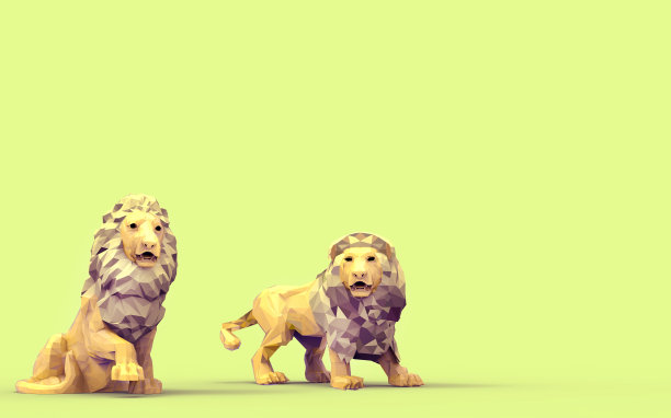 折纸狮子低保利动物概念图片下载