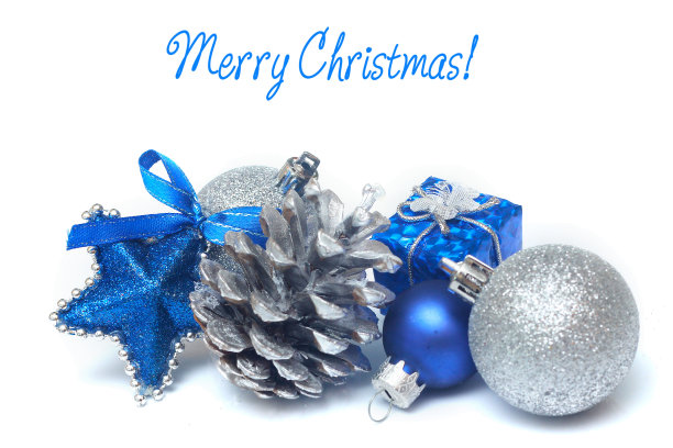 蓝色的圣诞球图片下载