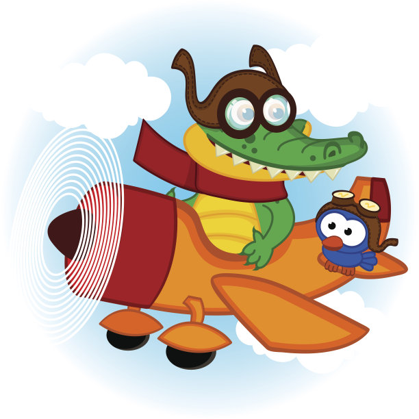 鳄鱼鸟乘飞机飞行图片下载