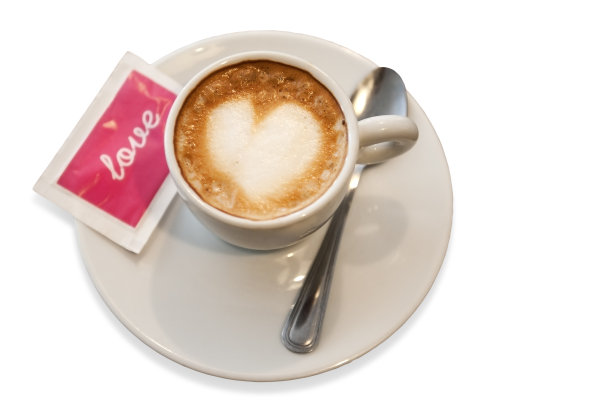 咖啡与心脏拿铁泡沫艺术图片下载