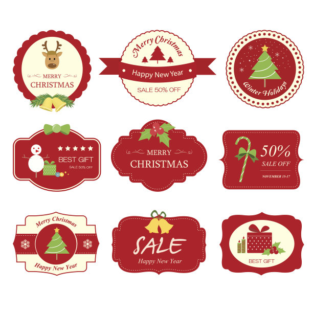 圣诞标签和图标图片下载