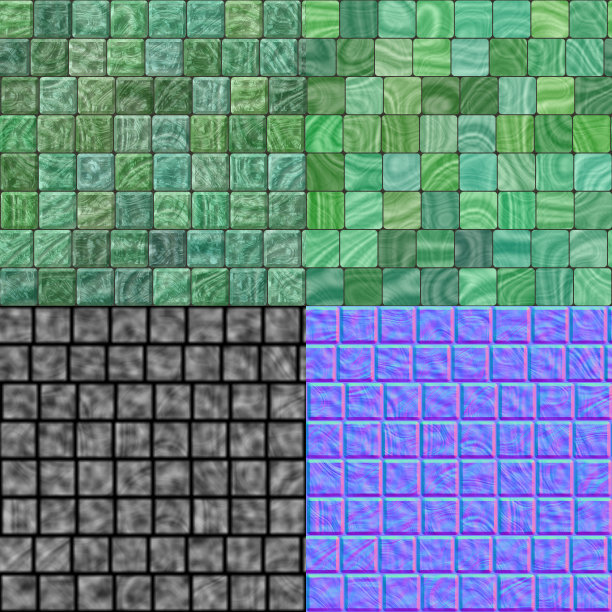 玻璃瓷砖无缝生成雇佣纹理(凹凸和正常)图片下载