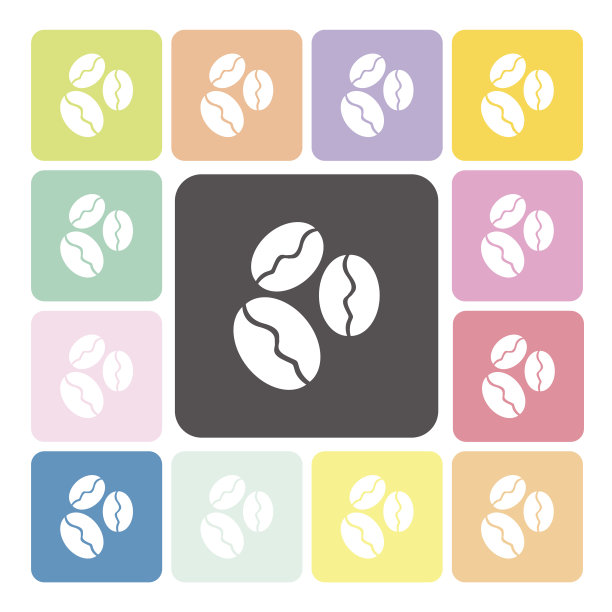 咖啡豆图标颜色设置矢量插图图片下载