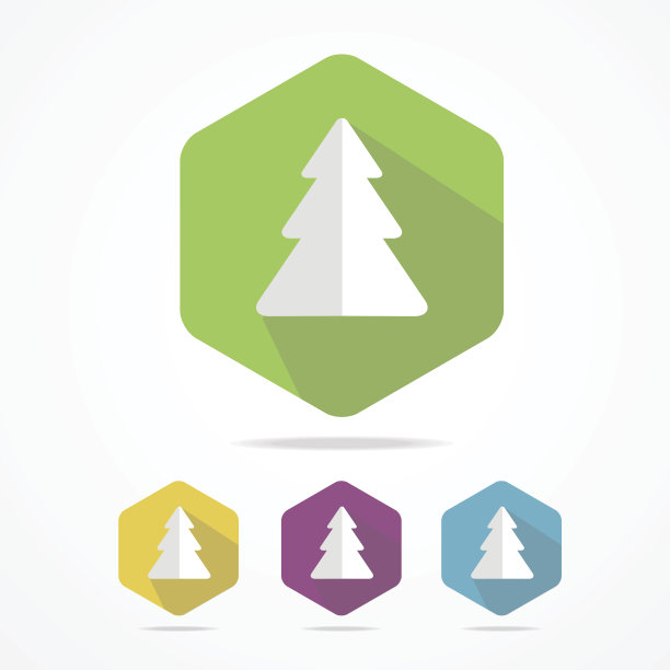 圣诞树图标设置在平面设计风格图片下载