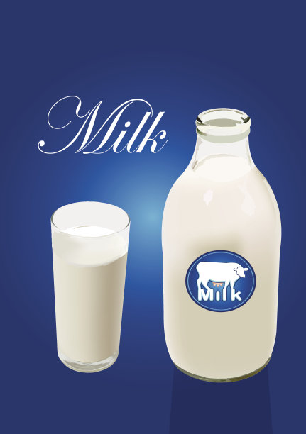 带玻璃的矢量奶瓶图片下载