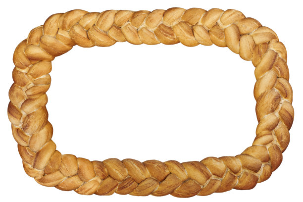 传统的感恩节编织面包，矩形框架，隔离图片下载