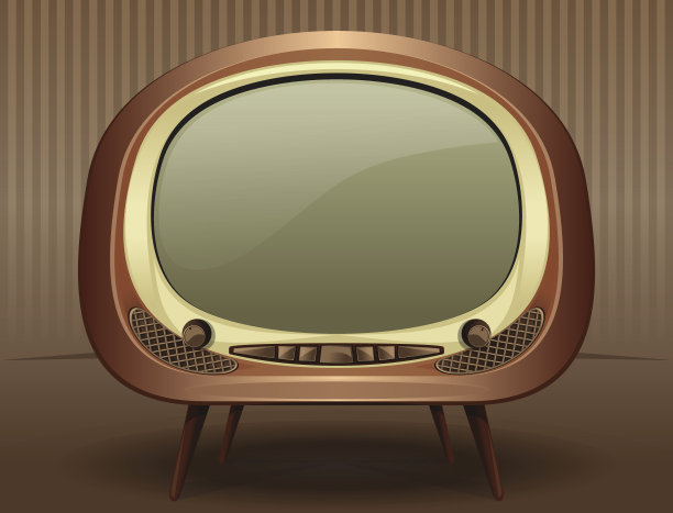矢量复古电视在一个古老的背景图片下载