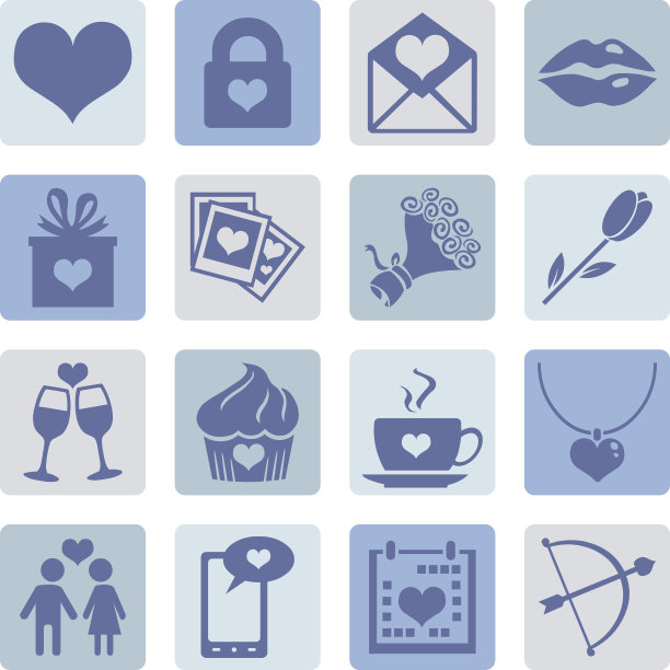 矢量设置的图标为情人节图片下载