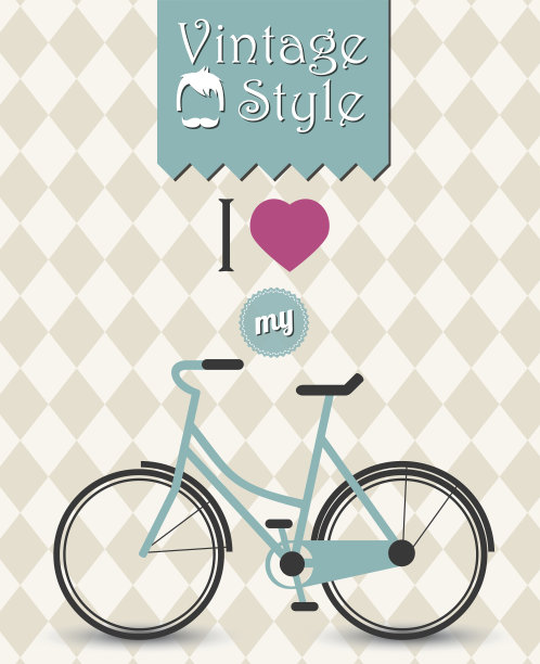 复古潮的自行车背景，矢量插图图片下载