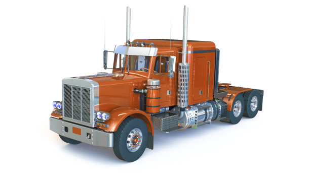 3d橙色卡车孤立在白色图片下载