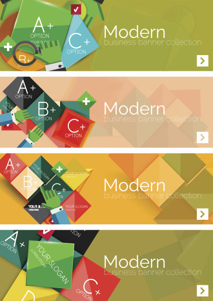 收集平面网页信息图表概念和横幅，各种通用图片下载