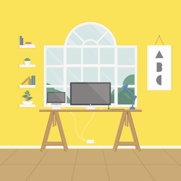 黄色的工作空间图片下载