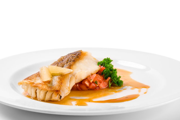 白盘子里的炸鱼图片下载