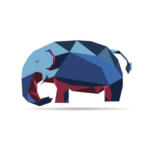 动物多边形大象形状矢量图片下载