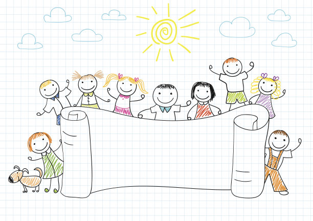 快乐的朋友与旗帜图片下载