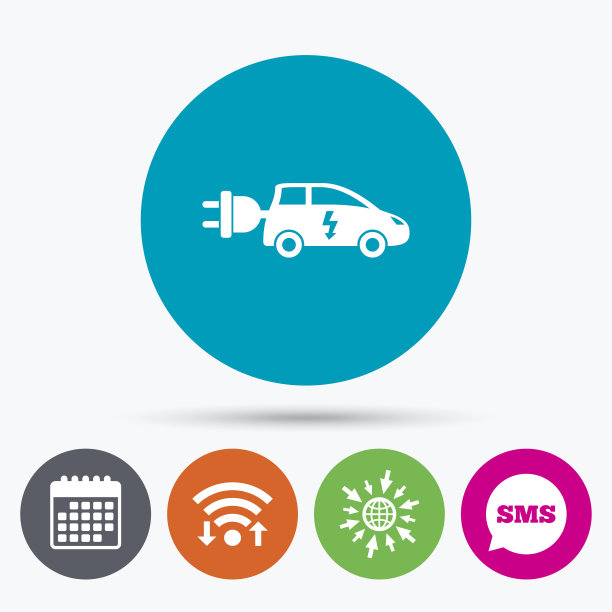 电动汽车标志图标。掀背车的象征。图片下载