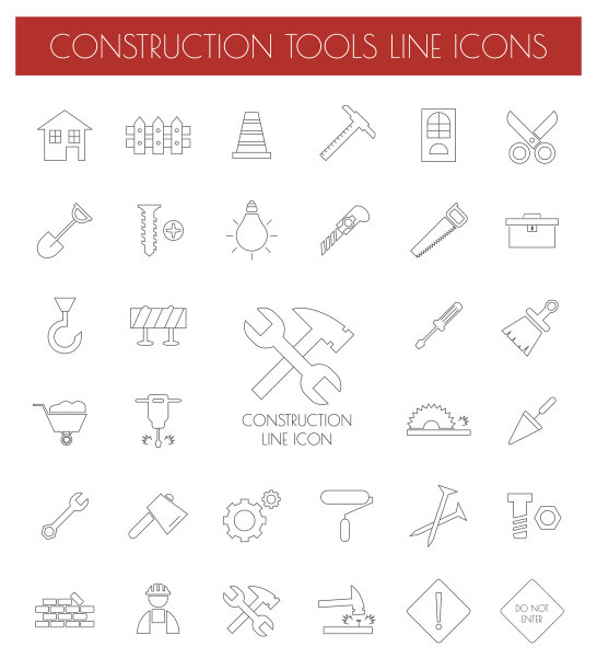 细线建设图标集。矢量插图。图片下载