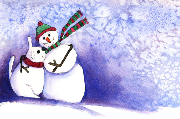 雪人和狗图片下载