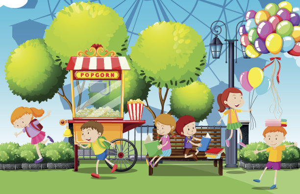 孩子们在公园里玩耍图片下载