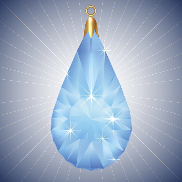 向量珍贵的蓝色钻石吊坠与黄金设置图片下载