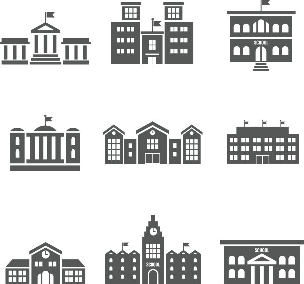 学校建筑矢量图标图片下载