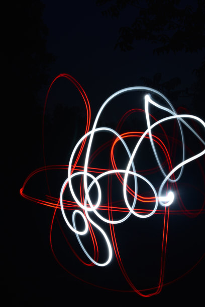 背景-红色和白色LED光画在黑色图片下载