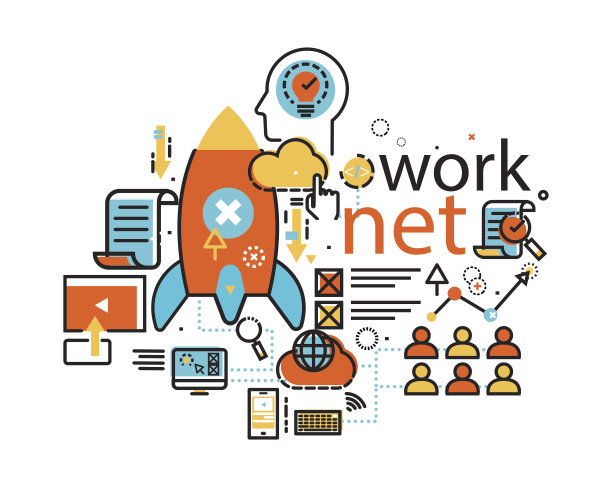 为云计算设计网络线路横幅，现代图片下载