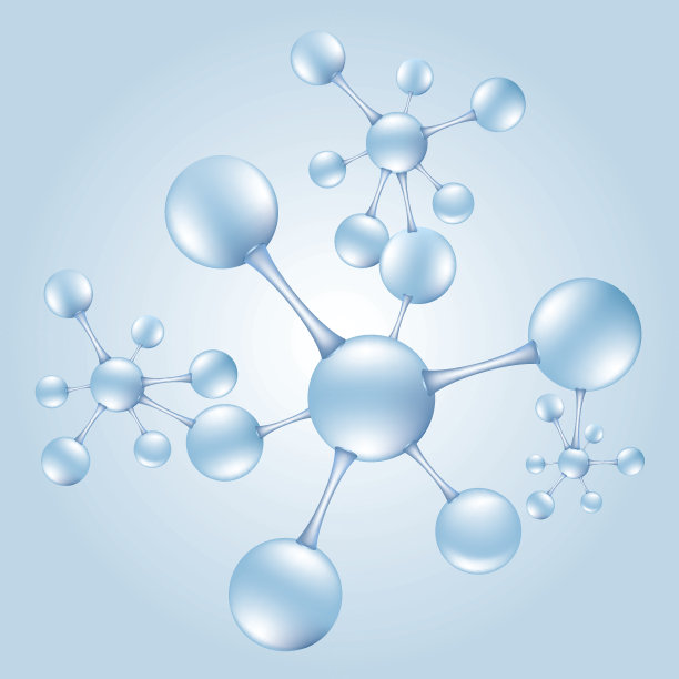 分子插图在蓝色背景与copyspace为您的文本图片下载