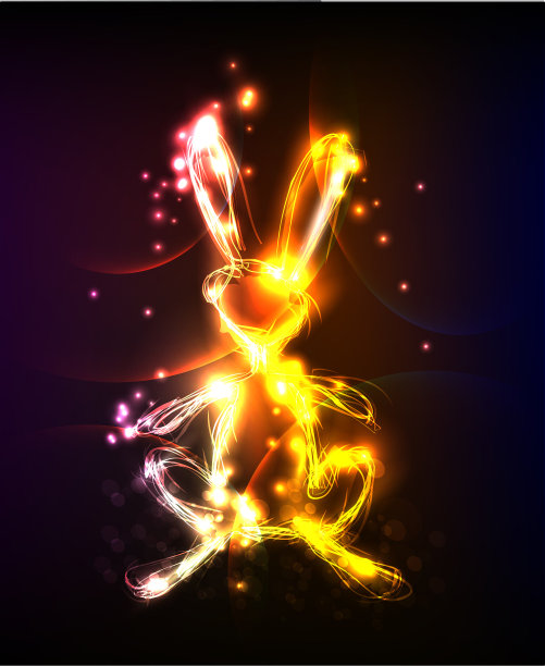 霓虹灯兔子图片下载