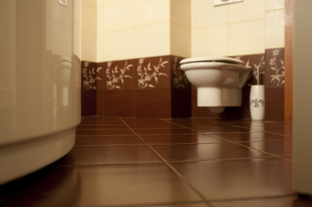 瓷砖浴室地板上图片下载