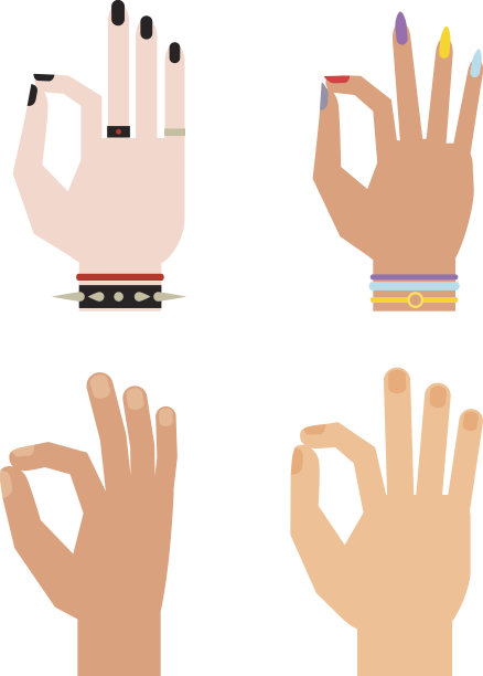 剪影手显示符号Ok矢量插图。图片下载