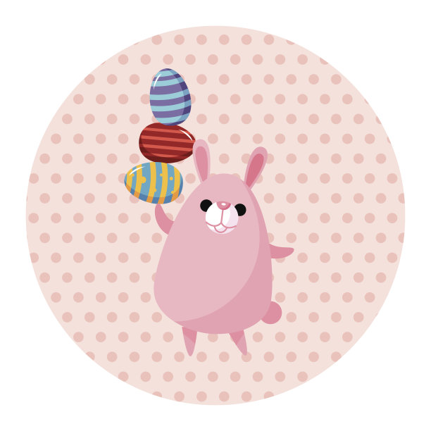 复活节兔子主题元素向量，eps图片下载