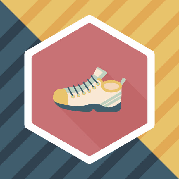 平底运动鞋图标与长影子，eps10图片下载