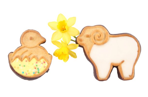 复活节，蛋糕，鸡肉和羊肉，水仙花图片下载