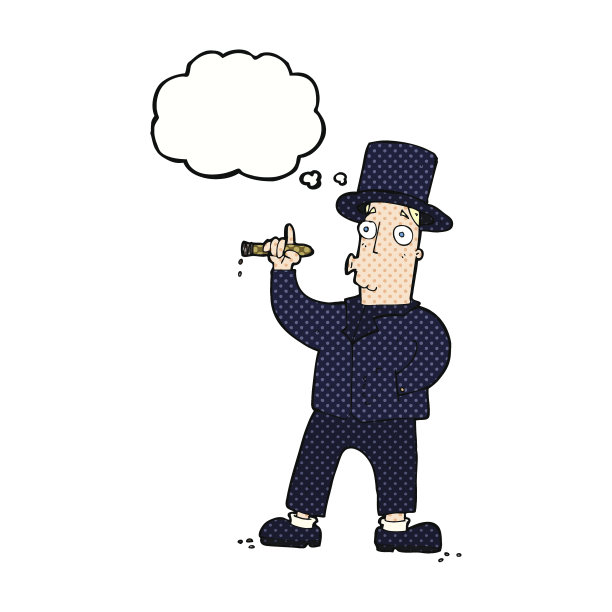 卡通吸烟绅士与思想泡泡图片下载