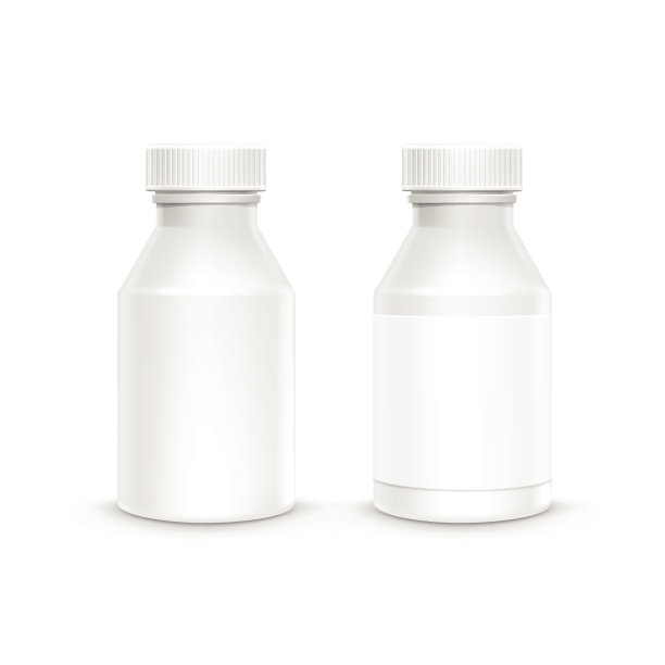 用于药片分离的带盖的矢量空白塑料包装瓶图片下载