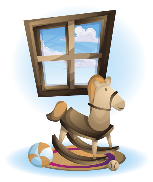 卡通矢量插图内部儿童玩具对象图片下载