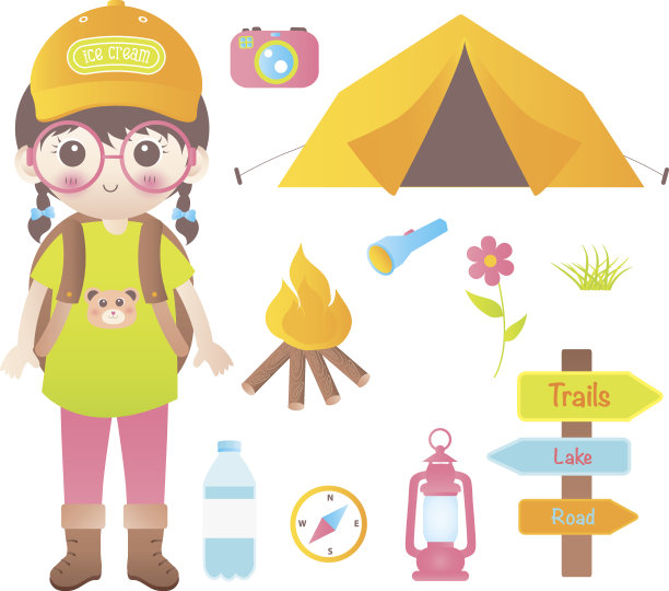 矢量插画儿童夏令营素材图片
