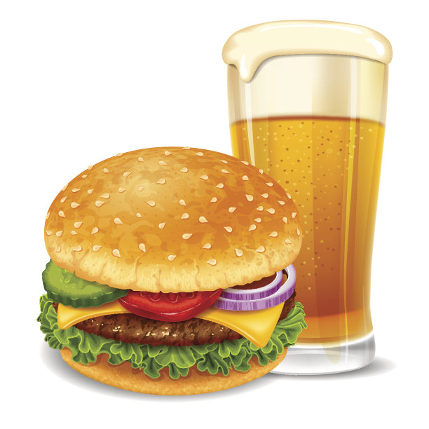 汉堡和啤酒图片下载