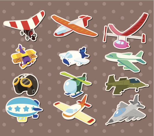 卡通飞机贴纸图片下载