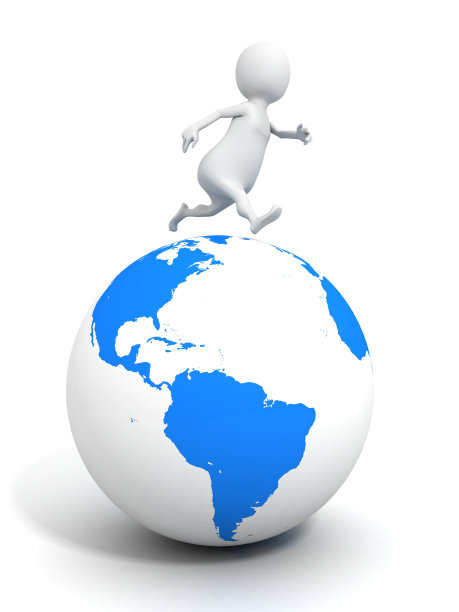 3d人跑在蓝色星球地球地球图片下载