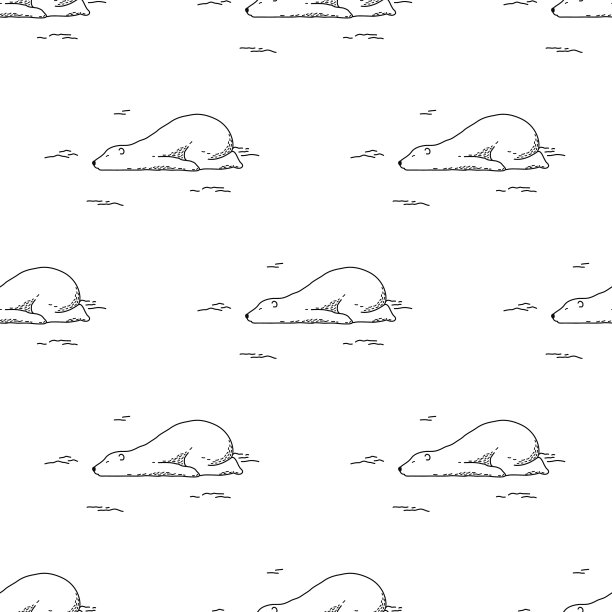 睡眠北极熊矢量无缝模式白色图片下载