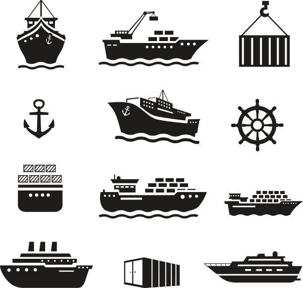 一套运输和运输图标。油轮,集装箱货物图片下载