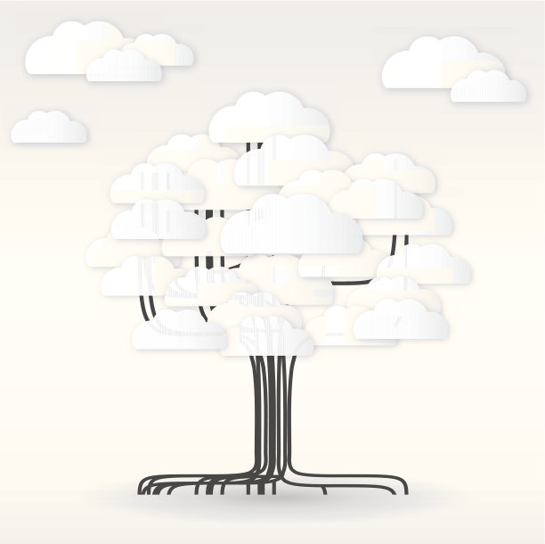树与云的设计。图片下载