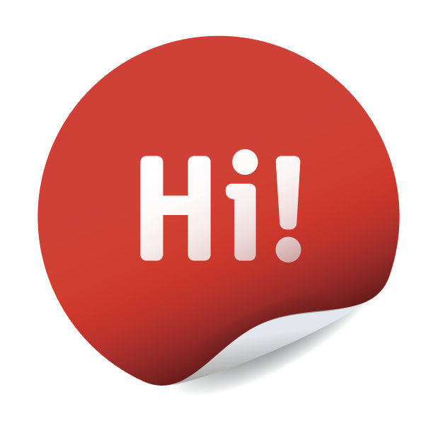 红色矢量贴纸文本嗨图片下载