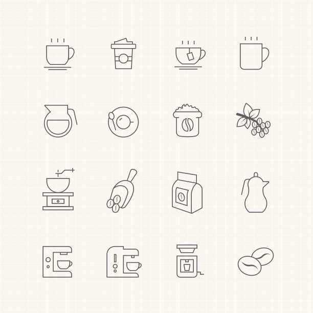 咖啡矢量细线符号图标图片下载