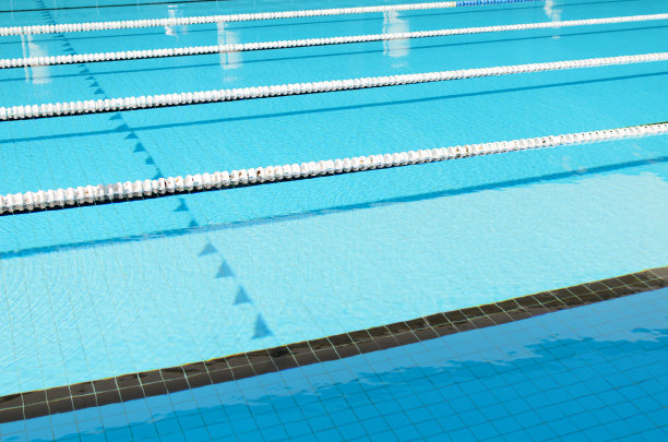 游泳池及清晰标示的泳道图片下载