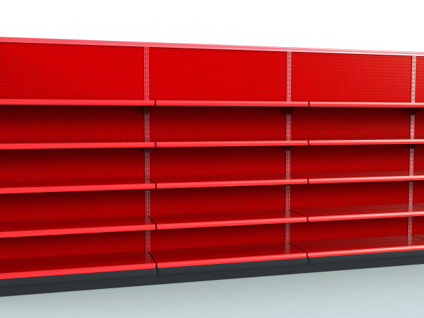 红色商店货架-零售环境图片下载