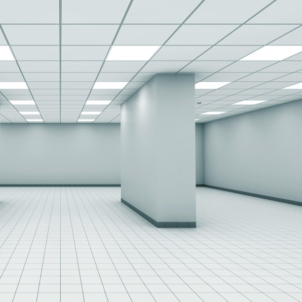抽象的空办公室室内与柱3d图片下载
